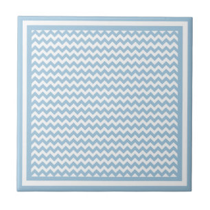 Ceramic Tile, Blue and White Chevron Pattern Tile