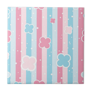Ceramic Tile Blue Pastel Stripe