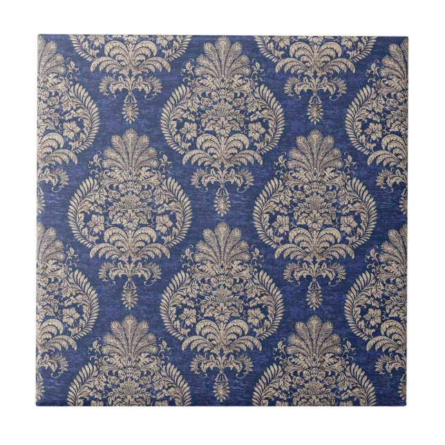 Ceramic Tile Blue & White Ornate Pattern (Front)