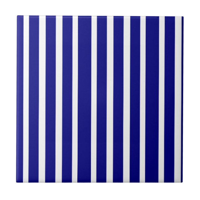 Ceramic Tile Blue & White Stripe (Front)