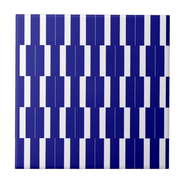 Ceramic Tile Blue & White Stripe (Front)