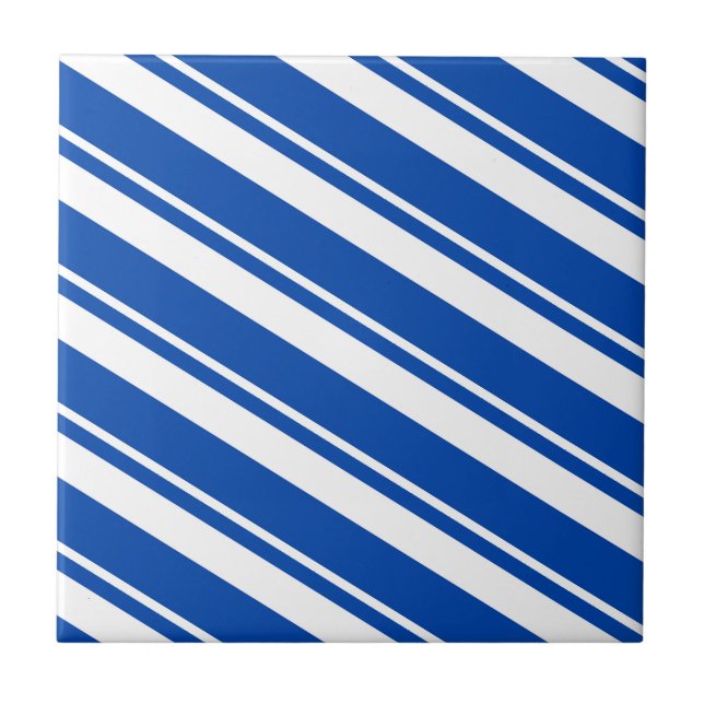 Ceramic Tile Blue & White Stripe (Front)