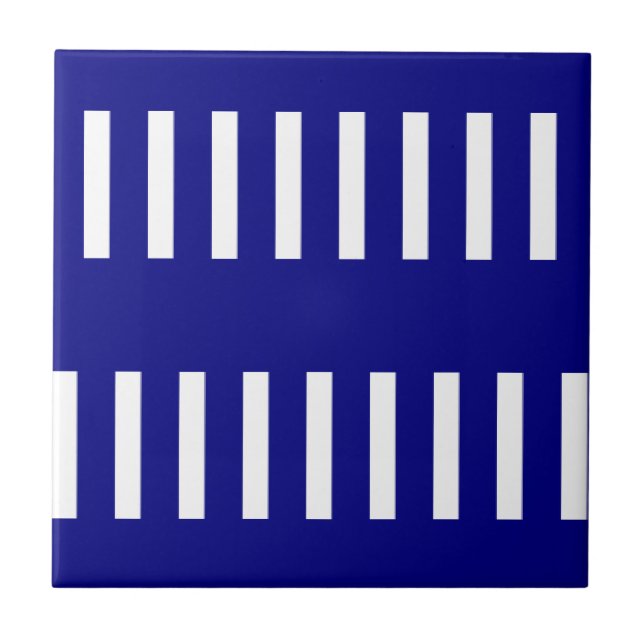 Ceramic Tile Blue & White Stripe (Front)