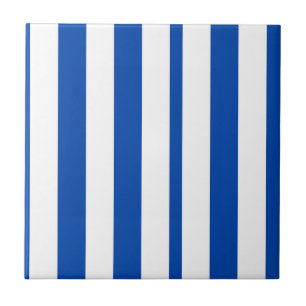 Ceramic Tile Blue & White Stripe Square