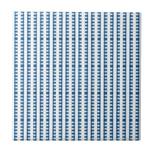 Ceramic Tile Blue & White Stripe Square