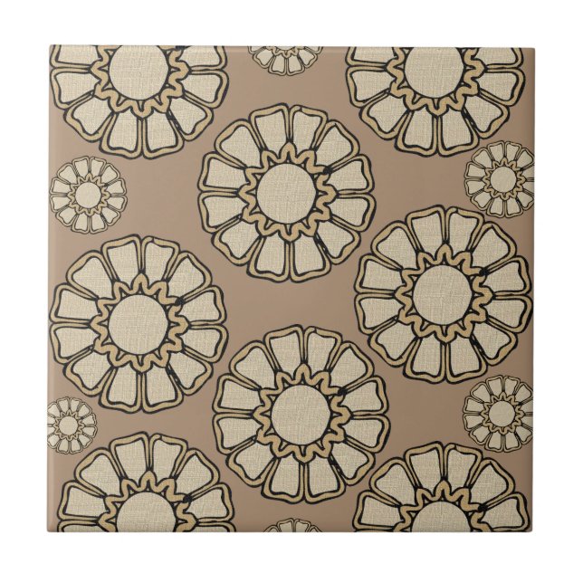 Ceramic Tile Brown Beige Circular Pattern (Front)