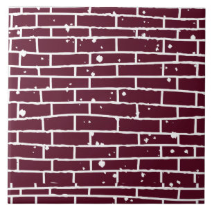 Ceramic Tile Burgundy Brick Distressed Decor