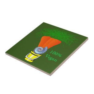 Ceramic Tile Carrots, 100% Vegan Green