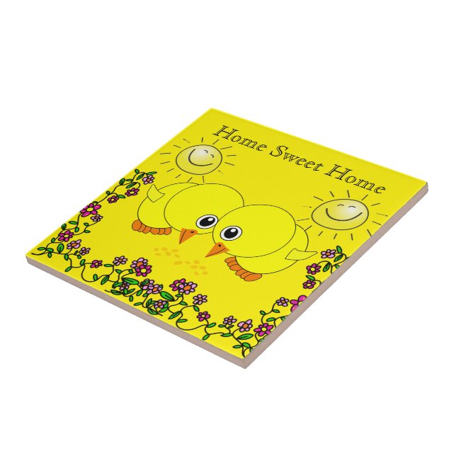 Ceramic Tile Chick Floral Sun Home Sweet Home (Side)