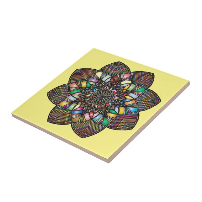 Ceramic Tile Colourful Mandala (Side)