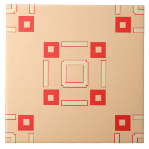 Ceramic Tile- Coral and Peach Tiled Pattern Tile