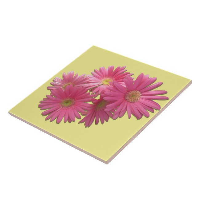 Ceramic Tile - Dark Pink Gerbera Daisies (Side)