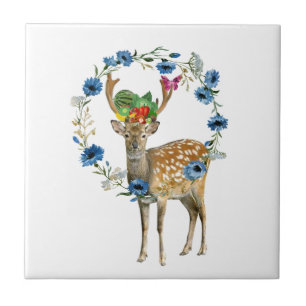 Ceramic Tile Deer Fruit Floral