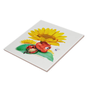 Ceramic tile display Sleepy Ladybug