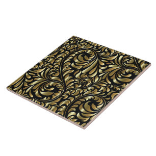 Ceramic Tile - Drama in Black and Gold