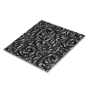 Ceramic Tile - Drama in Black and Silver