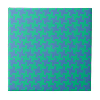 Ceramic Tile, Emerald and Blue Dogtooth Check Tile