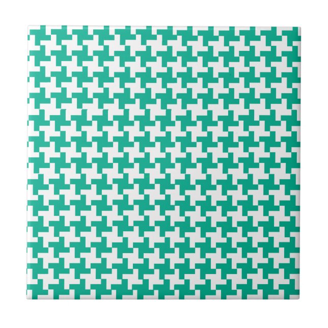 Ceramic Tile, Emerald Green Dogtooth Check Tile (Front)