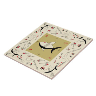 Ceramic Tile FABULOUS 1950s FISH Retro Vintage