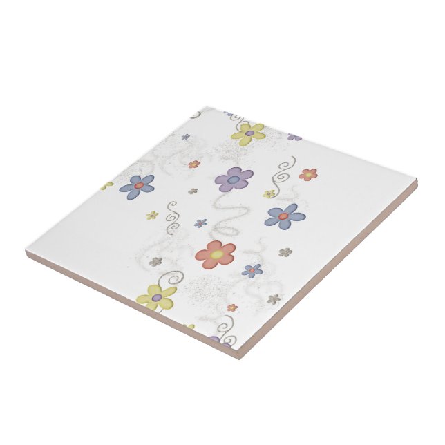 Ceramic Tile Floral Flowers  (Side)