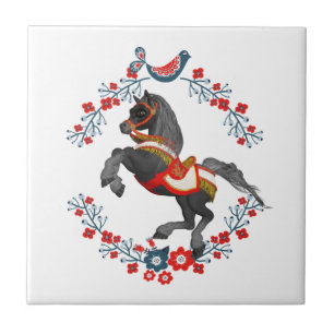 Ceramic Tile Floral Horse