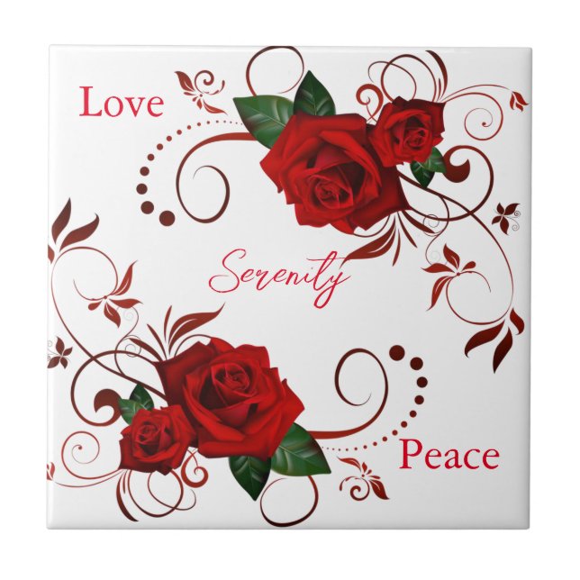 Ceramic Tile Floral Red Rose (Front)