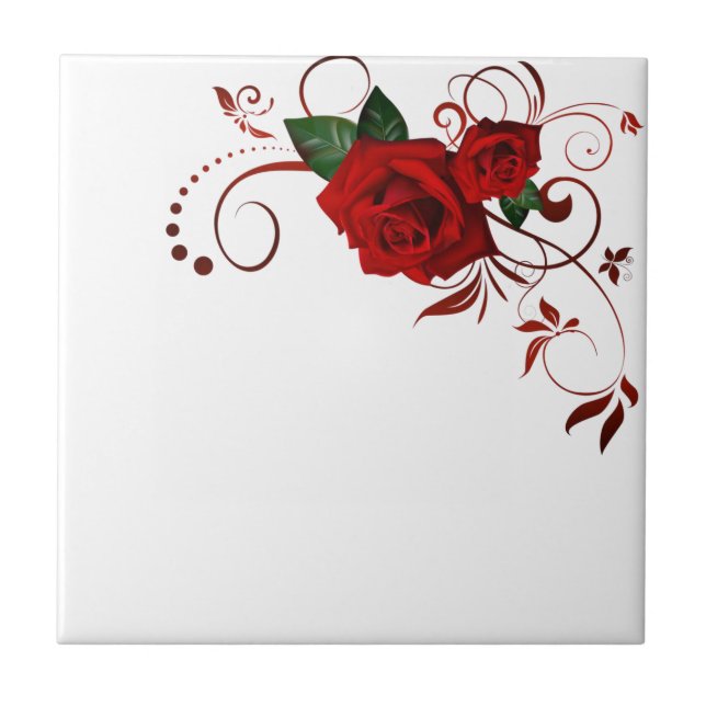 Ceramic Tile Floral Red Rose (Front)