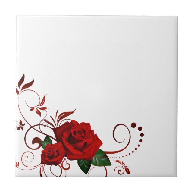 Ceramic Tile Floral Red Rose (Front)