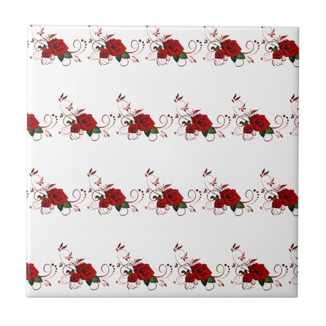 Ceramic Tile Floral Red Rose (Front)