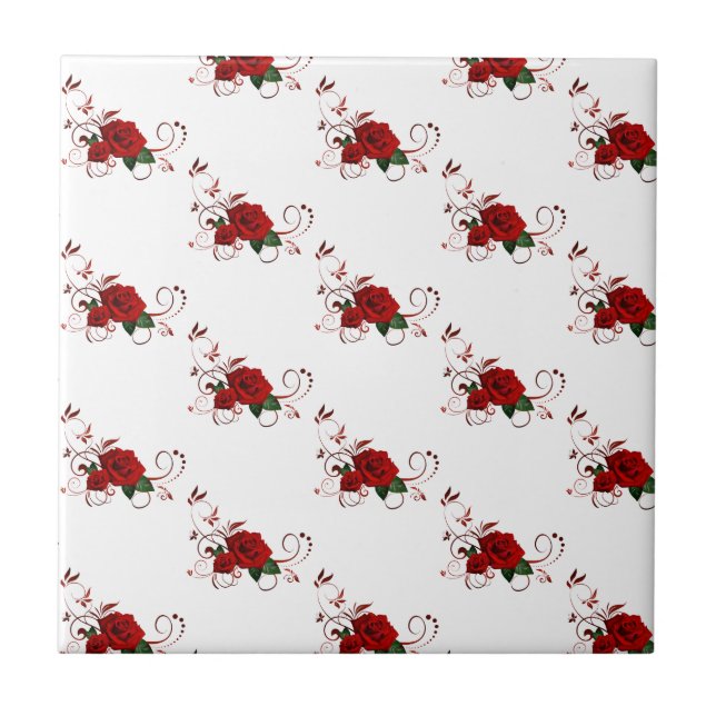 Ceramic Tile Floral Red Rose (Front)