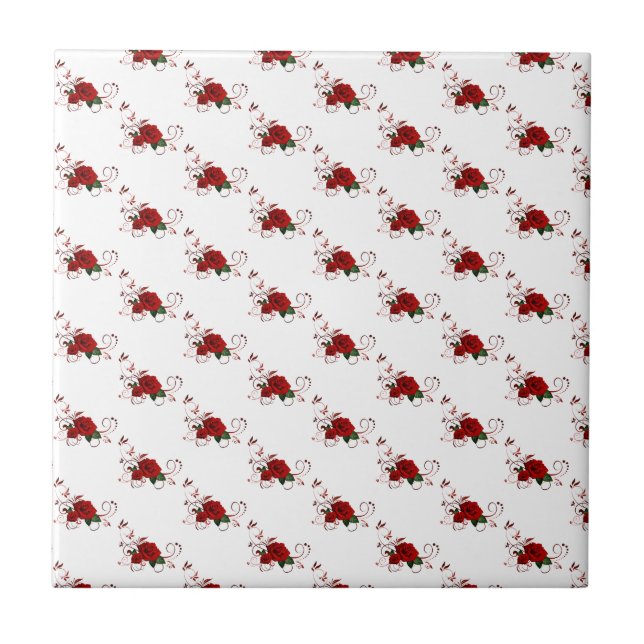 Ceramic Tile Floral Red Rose (Front)