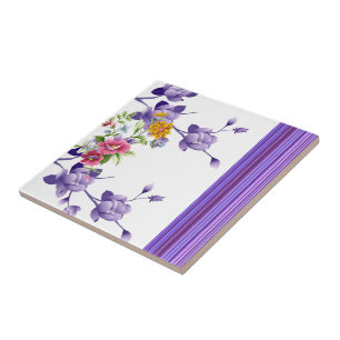 Ceramic Tile Floral Stripe