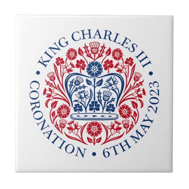Ceramic Tile for 2023 Coronation - Red Blue (Front)