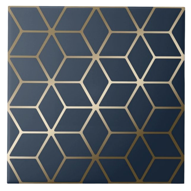 Ceramic Tile - Geometric Silver and Blue/Grey (Front)