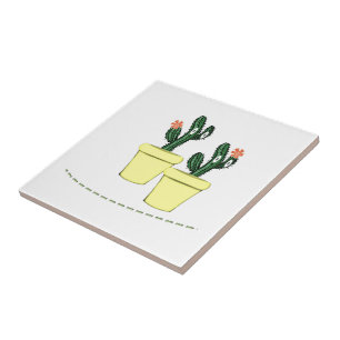 Ceramic Tile Green Cactus Yellow