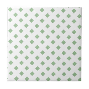 Ceramic Tile Green & White Squares