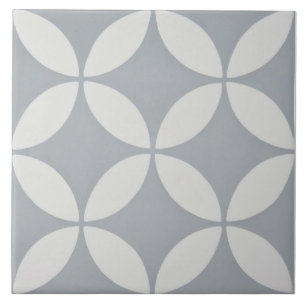 Ceramic Tile - Grey and White Floral Pattern