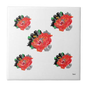 Ceramic Tile : Hawaiian Exotic Flower 