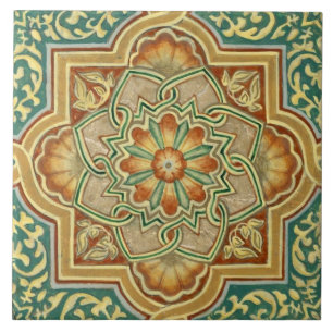 Ceramic Tile - Italian Green Beige Burnt Orange