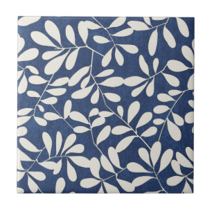 Ceramic Tile - Leaves Blue & White
