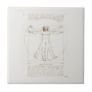 CERAMIC TILE : LEONARDO DA VINCI : VITRUVIAN MAN