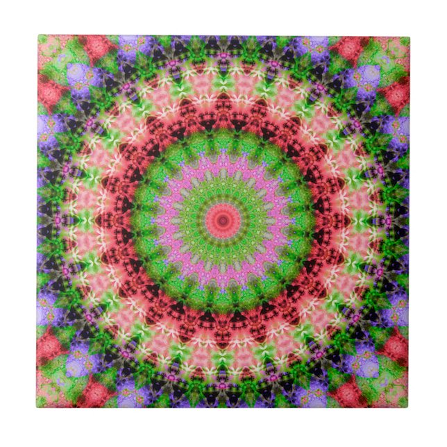 Ceramic Tile Mandala round pattern kaleidoscope (Front)