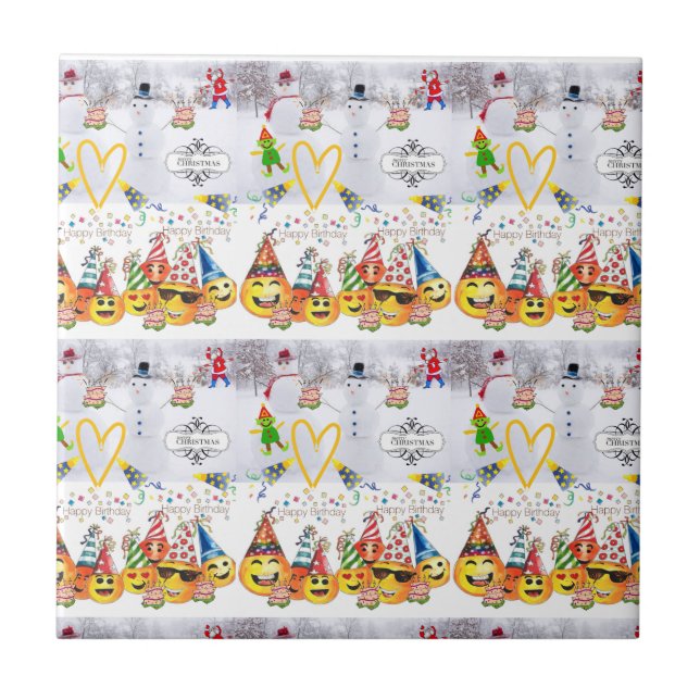 Ceramic Tile Merry Christmas Happy Birthday (Front)