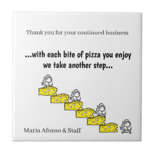 Ceramic Tile Mice Cheese Pizza Pizzeria Thank you 