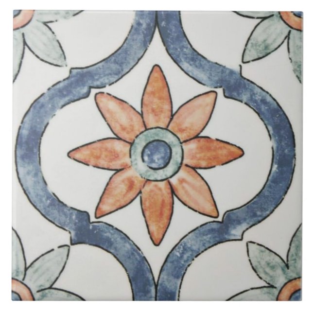 Ceramic Tile - Modern Floral Design (Front)