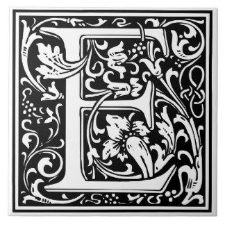 Ceramic Tile - Monogram Alphbet E Black White
