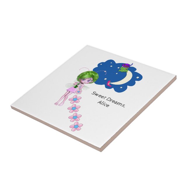 Ceramic Tile Moon Flowers  (Side)