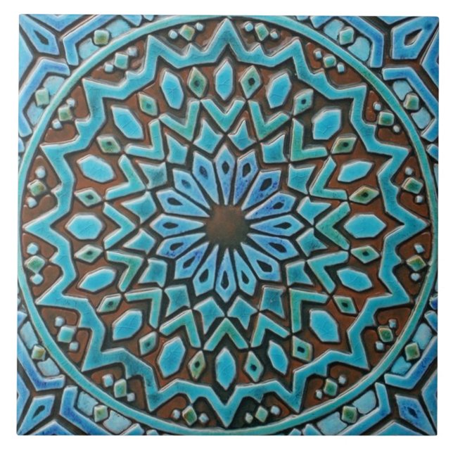 Ceramic Tile - Moroccan Tile Style Aqua (Front)