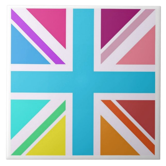 Ceramic Tile - Multi Coloured Union Jack Flag (Front)