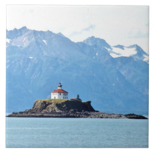 Ceramic tile of lighthouse in Alaska